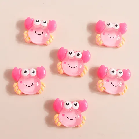 Cartoon Crab Resin Flatback Charms Cute Glitter Animal DIY Craft Accessories For Phone Case Hair Clips Jewelry Making Decor