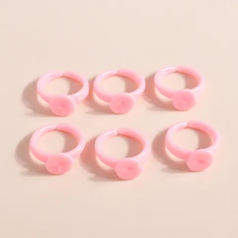 Pink Plastic Adjustable Ring Bases With Flat Pad For Kids Girls DIY Jewelry Making Components Accessories