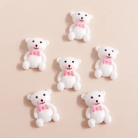 Cartoon Bear Resin Charms DIY Accessories Flatback Cabochon For Phone Case Decor Hair Bow Decoration Jewelry Making