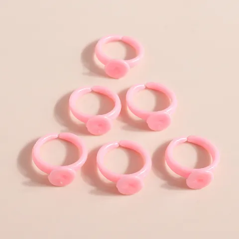 Pink Plastic Adjustable Ring Bases With Flat Pad For Kids Girls DIY Jewelry Making Components Accessories