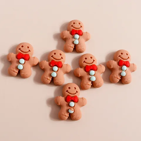 Omino di Pan di Zenzero in Resina Charms Flatback Cabochon per Natale DIY Decorazione Custodia Cellulare Molletta per Capelli Artigianato