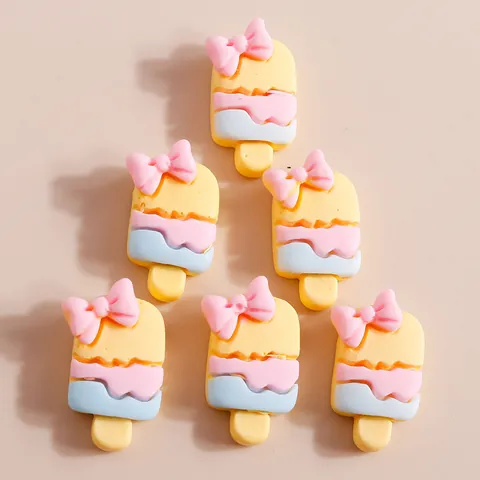 Cartoon Harz Eiscreme Anhänger Mit Schleife Niedliche Simulation Essen Für DIY Handyhülle Kopfschmuck Schmuckherstellung Zubehör