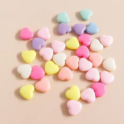 Perles de Cœur en Acrylique Couleur Macaron Bonbon pour la Fabrication de Bijoux DIY Bracelet Fait Main Collier Accessoires de Perles en Vrac en Forme de Cœur