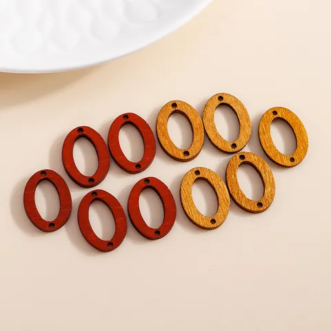 Vintage Wood Oval Connector Jewelry Making Charms Double Hole Red Brown Natural Wooden DIY Earrings Necklace Findings