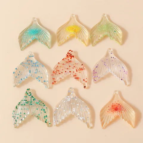Breloques en Résine Queue de Sirène Pendentifs à Paillettes Goutte d'Huile Pour Fabrication de Bijoux DIY Bracelets Accessoires Cheveux