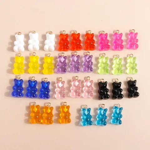 Resin Gummy Bear Pendants For DIY Jewelry Making Accessories Colorful Cartoon Animal Charms For Necklace Bracelet Earrings Handcraft Components