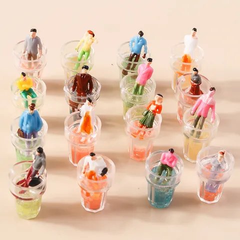 Dijes de Resina de Figura en Miniatura Mini Cup para Joyería DIY Accesorios de Micro Paisaje Colores Mezclados Figuras Animadas