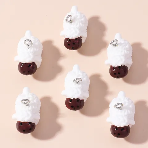 Cute Cartoon Sheep Resin Charms DIY Jewelry Making Accessories For Kids School Bag Decoration White Lamb Pendant Crafts