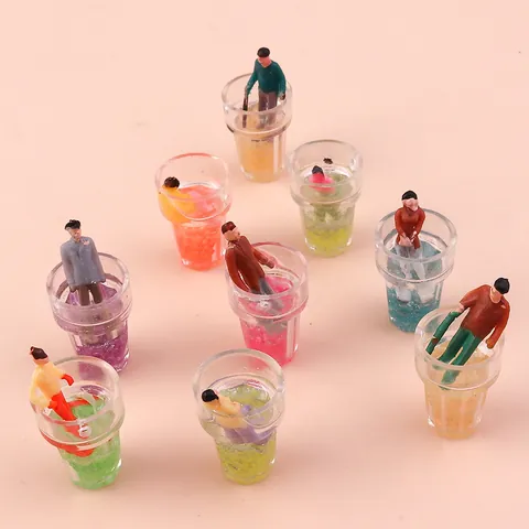 Dijes de Resina de Figura en Miniatura Mini Cup para Joyería DIY Accesorios de Micro Paisaje Colores Mezclados Figuras Animadas