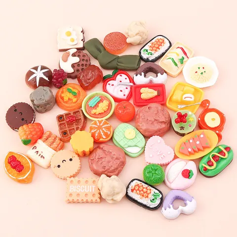 Miniature Simulation Food Resin Charms For DIY Jewelry Making Scrapbooking Phone Case Mixed Colorful Food Models
