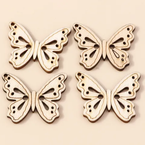 Hollow Butterfly Wood Buttons For DIY Jewelry Making Scrapbooking Crafting Sewing Accessories Natural Wood Butterfly Charms