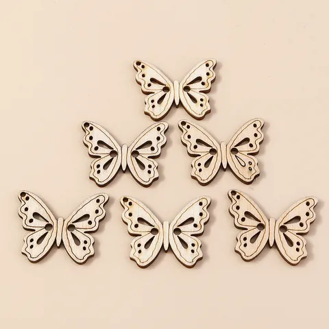 Hollow Butterfly Wood Buttons For DIY Jewelry Making Scrapbooking Crafting Sewing Accessories Natural Wood Butterfly Charms