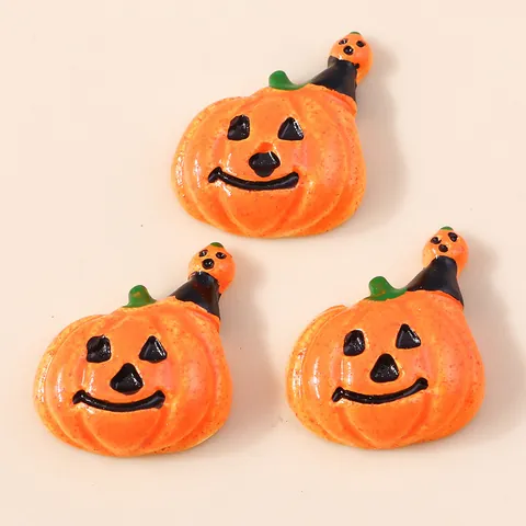 Halloween Pumpkin Resin Charms DIY Handcraft Accessories For Phone Case Hair Clips Decoration Novelty Jewelry Findings Charms