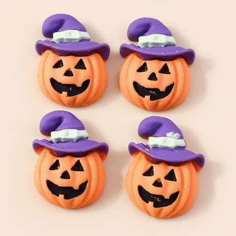 Halloween Resin Pumpkin Charms With Wizard Hat For DIY Phone Case Hair Clip Craft Making Cartoon Jack-O-Lantern Decor
