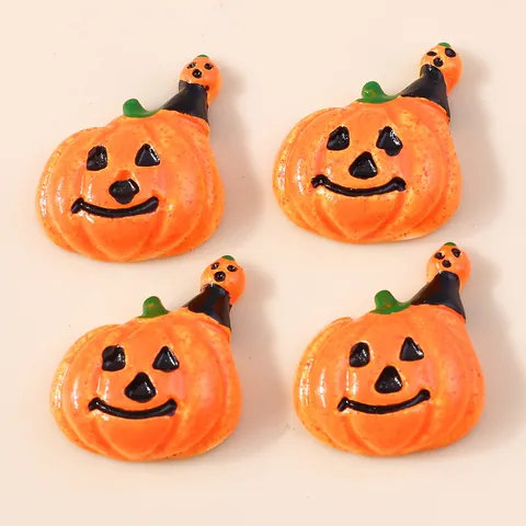 Halloween Pumpkin Resin Charms DIY Handcraft Accessories For Phone Case Hair Clips Decoration Novelty Jewelry Findings Charms