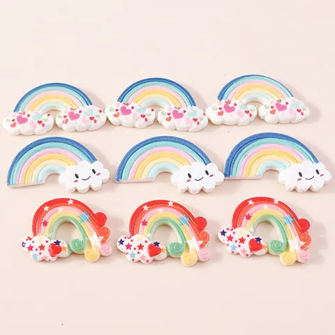 Resin Rainbow Cloud Charms DIY Jewelry Making Flatback Cabochon Creamy Glue Phone Case Accessories Cute Heart Decor