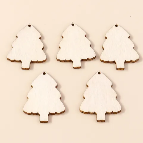 Natural Wood Christmas Tree Ornaments Hanging Wooden Chips For Festive Home Decor Holiday DIY Crafts Party Embellishments