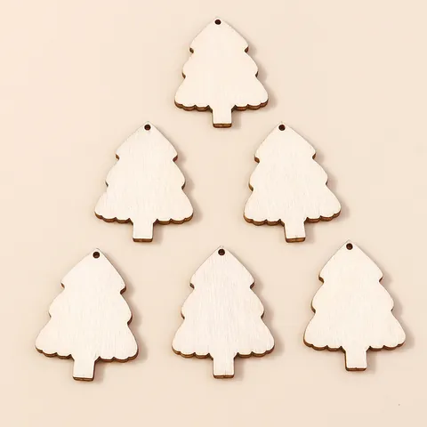 Natural Wood Christmas Tree Ornaments Hanging Wooden Chips For Festive Home Decor Holiday DIY Crafts Party Embellishments