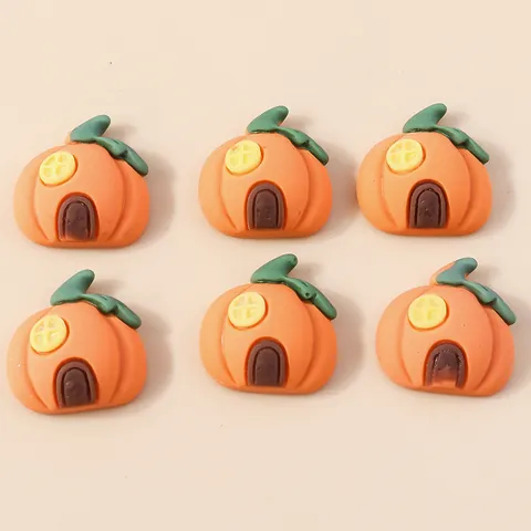 Halloween Pumpkin House Resin Charms Flatback DIY Craft For Phone Case Hair Clips Scrapbooking Jewelry Making Accessories