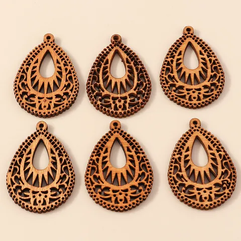 Hollow Wooden Teardrop Pendants Geometric Laser Cut Wooden Slices For Earring Jewelry Making Handmade DIY Accessories For Women