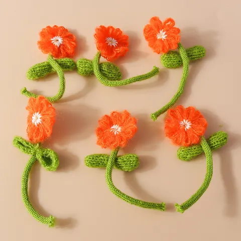 Handmade Knitted Flower Patches Crochet Sunflower DIY Accessories For Bags Clothing Decoration Cute Floral Embellishments