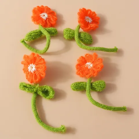 Handmade Knitted Flower Patches Crochet Sunflower DIY Accessories For Bags Clothing Decoration Cute Floral Embellishments
