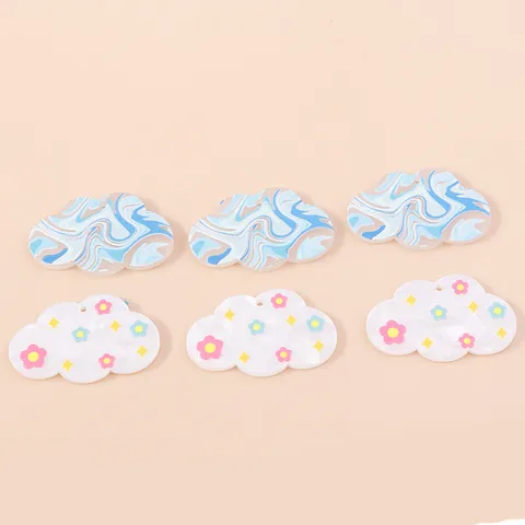 Resin Cloud Flower Charms DIY Jewelry Making Accessories For Phone Case Decoration White Blue Marble Pattern Pendants