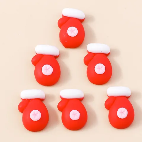 Christmas Red White Glove Resin Charms DIY Handmade Accessories For Phone Case Hair Clips Craft Material Jewelry Making
