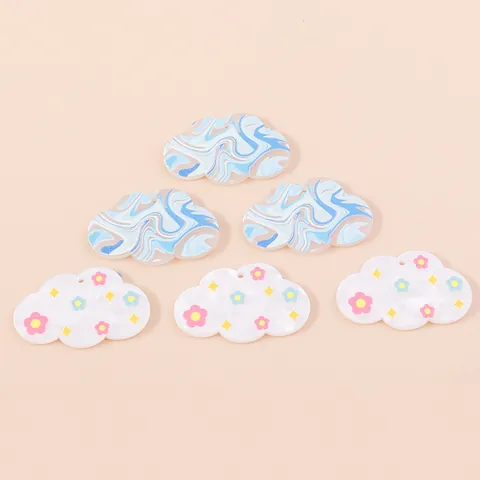 Resin Cloud Flower Charms DIY Jewelry Making Accessories For Phone Case Decoration White Blue Marble Pattern Pendants