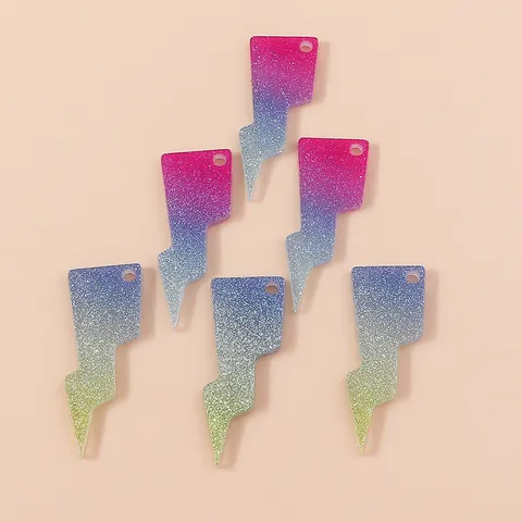 Colgantes de Rayo de Resina en Degradado Con Purpurina para Creación de Joyas DIY Collares Pulseras Llaveros Adornos