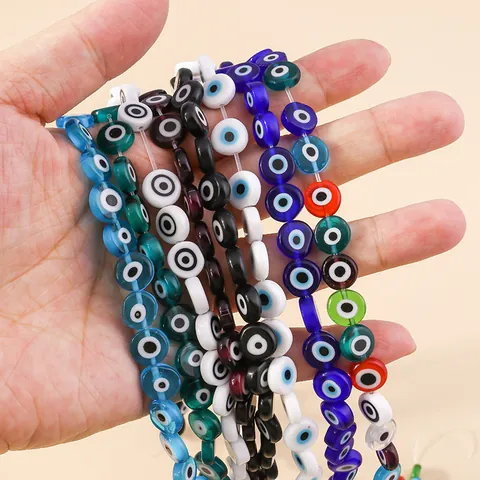 10mm Evil Eye Beads Resin Flat Round Spacer Beads For DIY Bracelet Necklace Jewelry Making Handmade Craft Findings Accessories