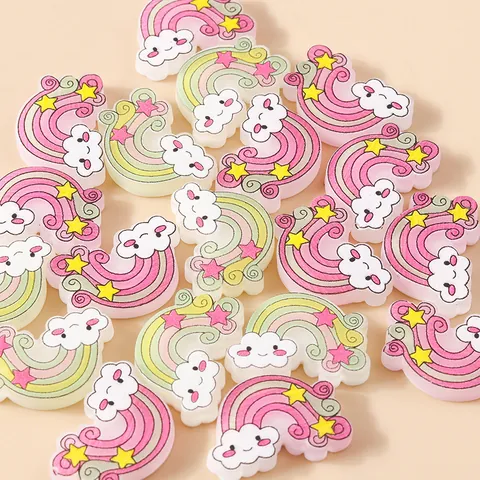 Cute Cartoon Rainbow Cloud Star Resin Charms DIY Craft Accessories For Phone Case Hair Clip Scrapbooking Jewelry Making Ornaments
