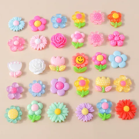 Macaron Resin Flower Daisy Rose Sunflower Tulip Charms For DIY Phone Case Decoration Jewelry Making Handmade Craft Materials