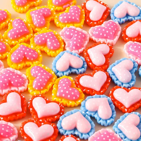 Stippen Hart Hars Charms Voor DIY Knutselen Telefoonhoesje Haaraccessoires Zoete Ruches Hart Sieraden Maken