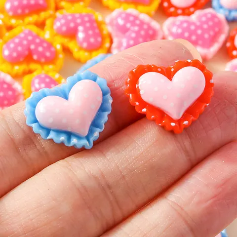 Stippen Hart Hars Charms Voor DIY Knutselen Telefoonhoesje Haaraccessoires Zoete Ruches Hart Sieraden Maken