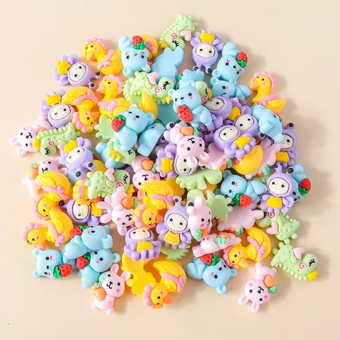 Kawaii Cartoon Animal Resin Charms Macaron Color Flatback Cabochons For DIY Phone Case Hair Clip Scrapbooking Decoration