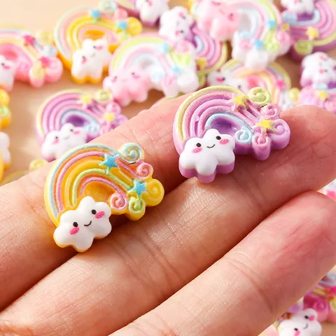 Accessori Fai-da-te in Resina a Forma di Nuvola Arcobaleno per Fermagli e Cover Cellulare Carino Sorriso Stella Materiale per Creazione Gioielli