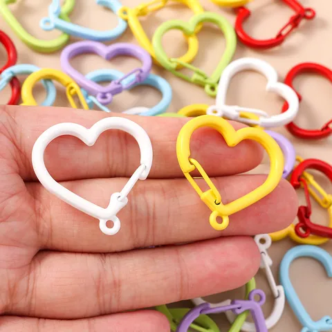 Chiusure a Molla Colorate in Lega di Zinco a Forma di Cuore Per Creazione Gioielli Fai Da Te Accessori Per Portachiavi