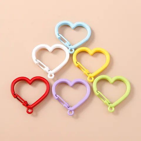 Chiusure a Molla Colorate in Lega di Zinco a Forma di Cuore Per Creazione Gioielli Fai Da Te Accessori Per Portachiavi