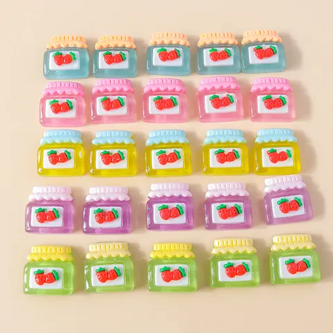 Kawaii Strawberry Jam Jar Resin Charms Multicolor Simulation Food Play DIY Materials For Phone Case Hair Accessories Decoration