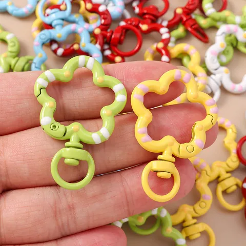 Flower Shaped Painted Alloy Lobster Clasp Swivel Trigger Snap Hook For DIY Jewelry Keychain Bag Accessories Jewelry Making