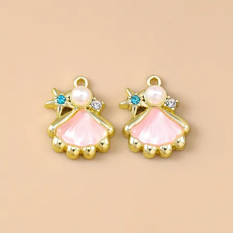 Alloy Shell Starfish Pendants With Imitation Artificial Pearl Rhinestone Enamel Marine Theme Charms For DIY Necklace Bracelet Keychain Jewelry Making Decoration