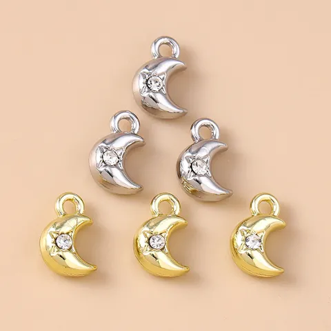 Exquisite Zinklegierung Mond Stern Anhänger Mit Strass Himmlische Mond Charms Für DIY Halskette Armband Herstellung Zubehör Für Damen Schmuck