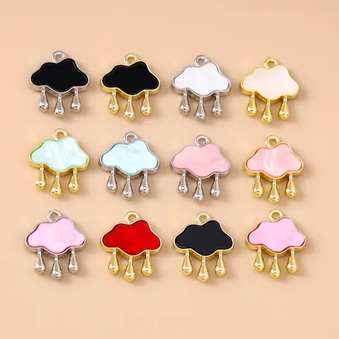 Legering Emaille Wolk Regendruppel Bedeltjes Voor DIY Sieraden Maken Ketting Armband Sleutelhanger Accessoire Hanger