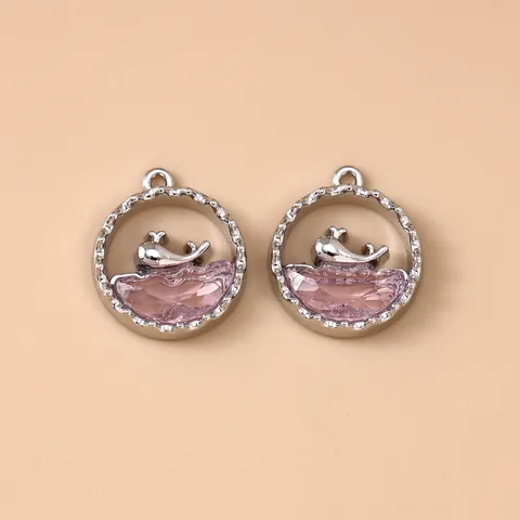 Ocean Series Whale Wave Alloy Inlaid Pendants Only Without Chain For DIY Jewelry Making Necklace Accessories For Women Girls