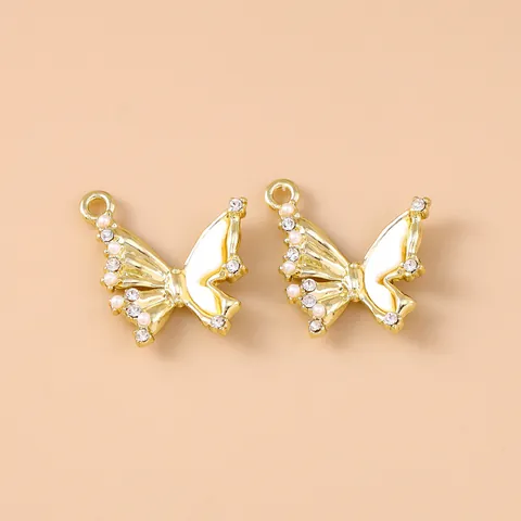 Ciondoli a Farfalla in Lega Con Strass Perla Smalto DIY Charms per Creazione Gioielli per Collana Bracciale Donna Accessori