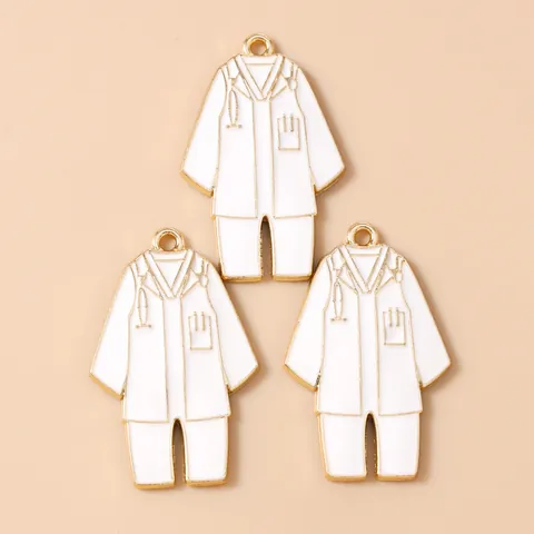 Amuletos de Uniforme de Médico y Enfermera de Esmalte Aleación de Zinc Accesorios de Joyería DIY para Llavero Collar Colgante