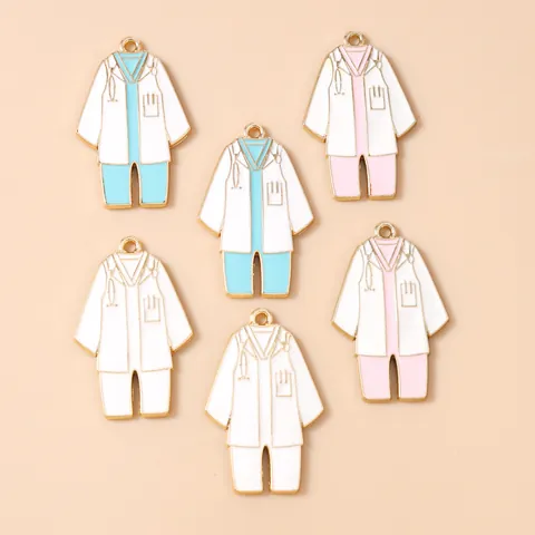 Amuletos de Uniforme de Médico y Enfermera de Esmalte Aleación de Zinc Accesorios de Joyería DIY para Llavero Collar Colgante