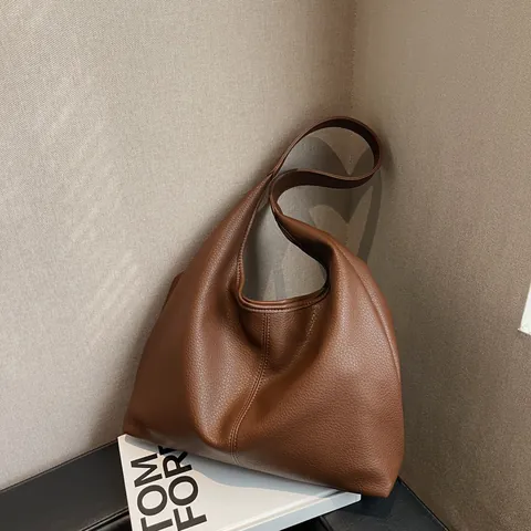 Women Large Capacity PU Leather Tote Bag Minimalist Lychee Texture Hobo Shoulder Bag For Daily Commute Office Handbag