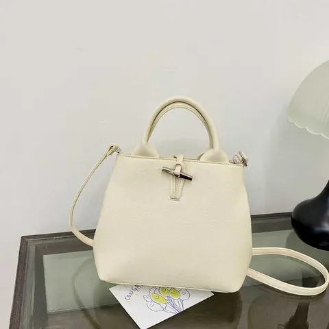 Sac Bandoulière en Cuir PU Texture Litchi pour Femmes Boucle en Bambou Petit Sac à Main Carré Sac à Épaule Décontracté